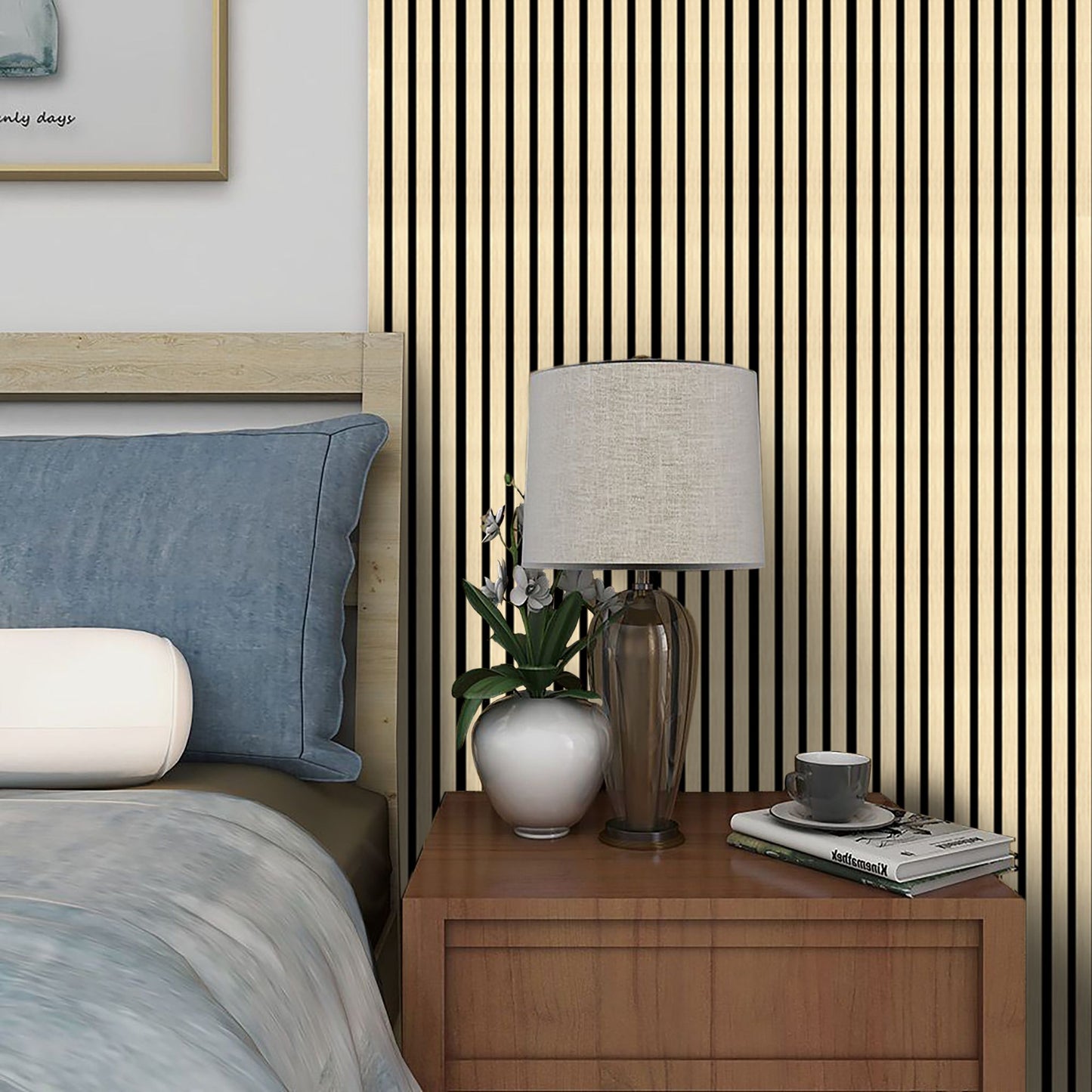Akustikpaneel Holzoptik – Schallabsorbierende Wandverkleidung mit Lamellen - 240cm x 60cm x 21mm