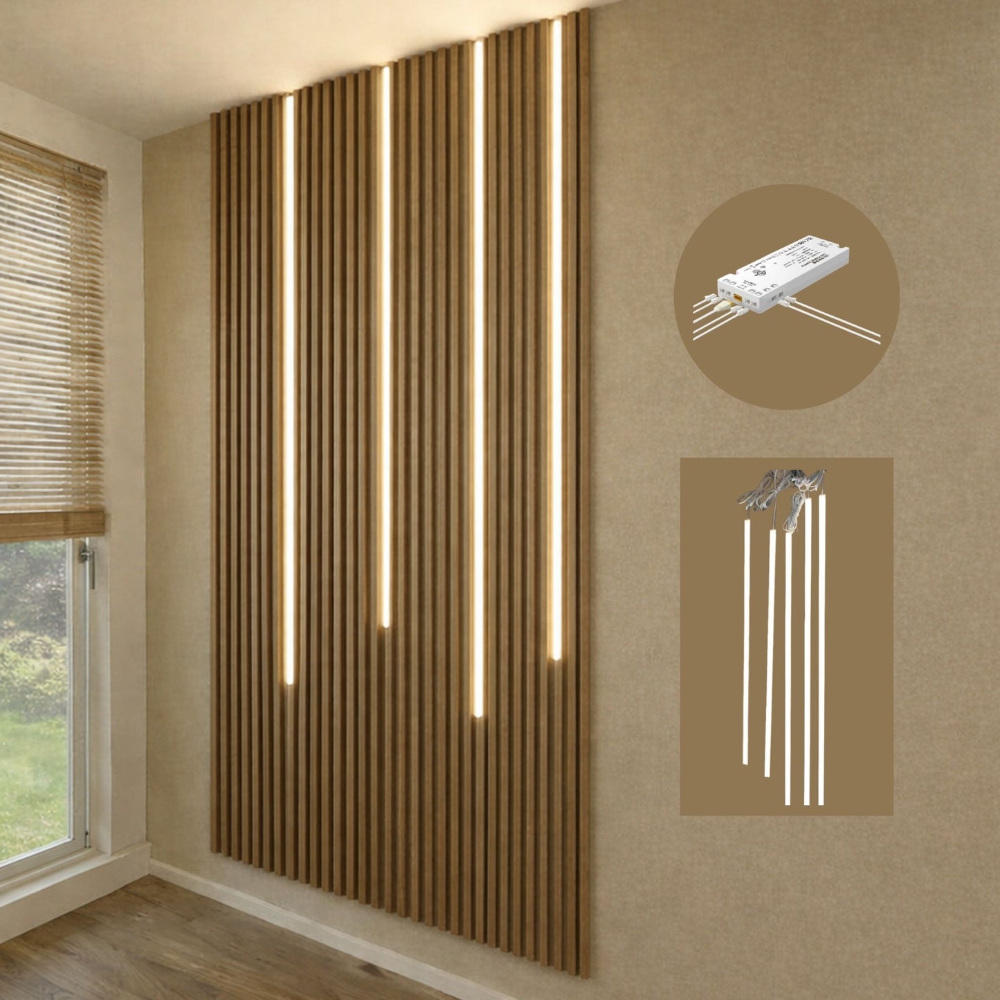 LED Lichtleiste für Akustikpaneele – 4er Set, 3000K Warmweiß inkl. Netzteil