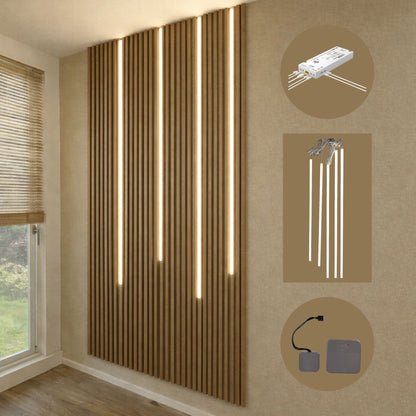 LED Lichtleiste aus Aluminium für Akustikpaneele – 4er Set, 3000K Warmweiß inkl. Netzteil