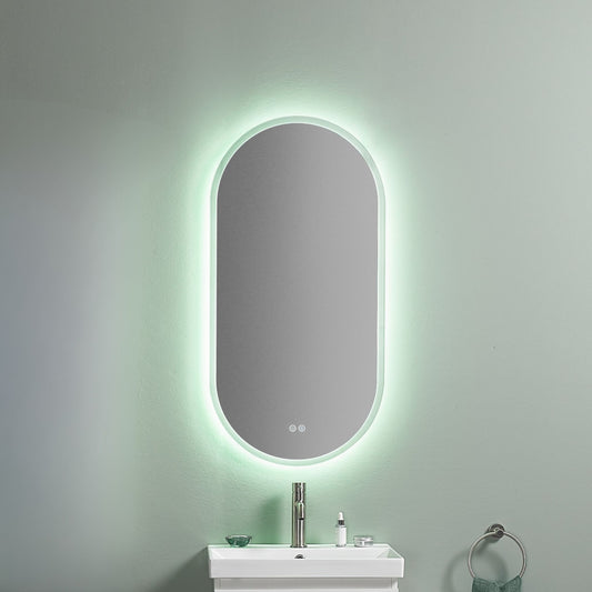 Badezimmerspiegel oval mit LED-Beleuchtung – 50 x 100 cm